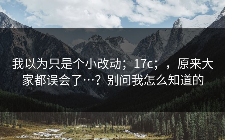 我以为只是个小改动；17c；，原来大家都误会了…？别问我怎么知道的